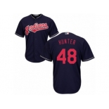 Men's Majestic Cleveland Indians #48 Tommy Hunter Replica Navy Blue Alternate 1 Cool Base MLB Jersey