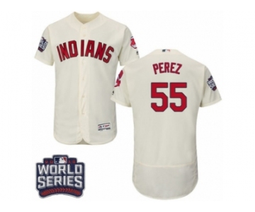 Men's Majestic Cleveland Indians #55 Roberto Perez Cream 2016 World Series Bound Flexbase Authentic Collection MLB Jersey