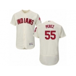 Men's Majestic Cleveland Indians #55 Roberto Perez Cream Flexbase Authentic Collection MLB Jersey