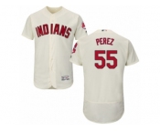 Men's Majestic Cleveland Indians #55 Roberto Perez Cream Flexbase Authentic Collection MLB Jersey