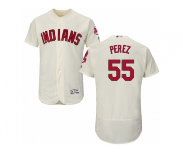 Men's Majestic Cleveland Indians #55 Roberto Perez Cream Flexbase Authentic Collection MLB Jersey