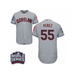 Men's Majestic Cleveland Indians #55 Roberto Perez Grey 2016 World Series Bound Flexbase Authentic Collection MLB Jersey