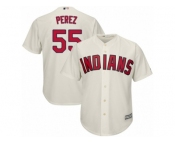 Men's Majestic Cleveland Indians #55 Roberto Perez Replica Cream Alternate 2 Cool Base MLB Jersey