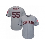 Men's Majestic Cleveland Indians #55 Roberto Perez Replica Grey Road Cool Base MLB Jersey