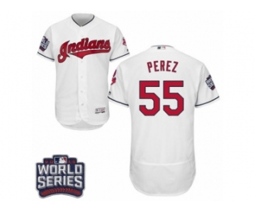 Men's Majestic Cleveland Indians #55 Roberto Perez White 2016 World Series Bound Flexbase Authentic Collection MLB Jersey