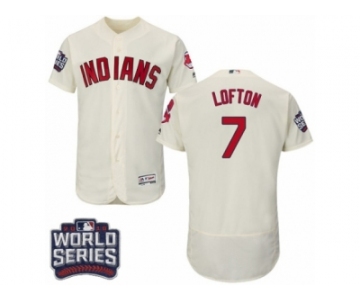 Men's Majestic Cleveland Indians #7 Kenny Lofton Cream 2016 World Series Bound Flexbase Authentic Collection MLB Jersey