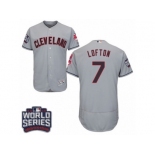 Men's Majestic Cleveland Indians #7 Kenny Lofton Grey 2016 World Series Bound Flexbase Authentic Collection MLB Jersey