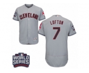 Men's Majestic Cleveland Indians #7 Kenny Lofton Grey 2016 World Series Bound Flexbase Authentic Collection MLB Jersey