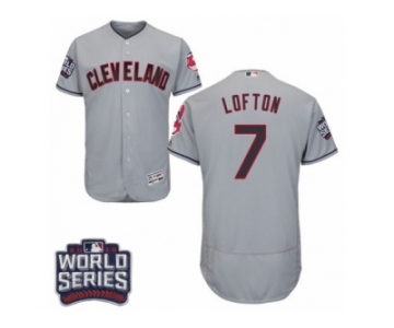 Men's Majestic Cleveland Indians #7 Kenny Lofton Grey 2016 World Series Bound Flexbase Authentic Collection MLB Jersey