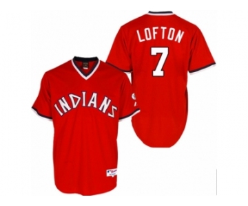 Men's Majestic Cleveland Indians #7 Kenny Lofton Replica Red 1978 Turn Back The Clock MLB Jersey