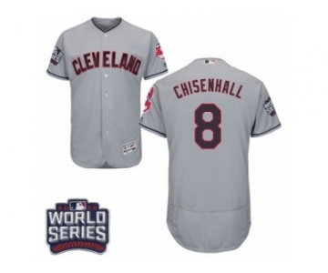 Men's Majestic Cleveland Indians #8 Lonnie Chisenhall Grey 2016 World Series Bound Flexbase Authentic Collection MLB Jersey