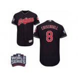 Men's Majestic Cleveland Indians #8 Lonnie Chisenhall Navy Blue 2016 World Series Bound Flexbase Authentic Collection MLB Jersey