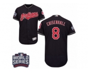 Men's Majestic Cleveland Indians #8 Lonnie Chisenhall Navy Blue 2016 World Series Bound Flexbase Authentic Collection MLB Jersey