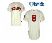 Men's Majestic Cleveland Indians #8 Lonnie Chisenhall Replica Cream Alternate 2 Cool Base MLB Jersey