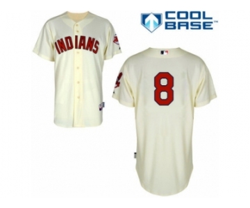 Men's Majestic Cleveland Indians #8 Lonnie Chisenhall Replica Cream Alternate 2 Cool Base MLB Jersey