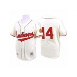 Men's Mitchell and Ness 1948 Cleveland Indians #14 Larry Doby Replica Cream Throwback MLB Jersey