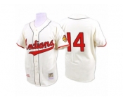 Men's Mitchell and Ness 1948 Cleveland Indians #14 Larry Doby Replica Cream Throwback MLB Jersey