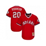 Men's Mitchell and Ness Cleveland Indians #20 Eddie Robinson Authentic Red Throwback MLB Jersey