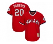 Men's Mitchell and Ness Cleveland Indians #20 Eddie Robinson Authentic Red Throwback MLB Jersey