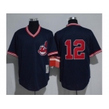 Mitchell And Ness Cleveland Indians #12 Francisco Lindor Navy Blue Throwback Stitched MLB Jersey