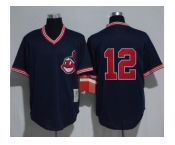 Mitchell And Ness Cleveland Indians #12 Francisco Lindor Navy Blue Throwback Stitched MLB Jersey