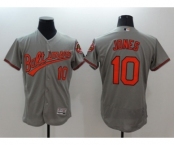 Men Baltimore Orioles #10 Adam Jones Majestic Gray Flexbase Authentic Collection Player Jersey