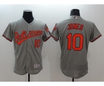 Men Baltimore Orioles #10 Adam Jones Majestic Gray Flexbase Authentic Collection Player Jersey