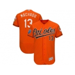 Men Baltimore Orioles #13 Manny Machado Majestic Orange 2018 Spring Training Flex Base Player Jersey