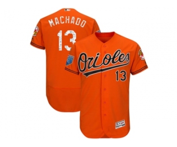 Men Baltimore Orioles #13 Manny Machado Majestic Orange 2018 Spring Training Flex Base Player Jersey