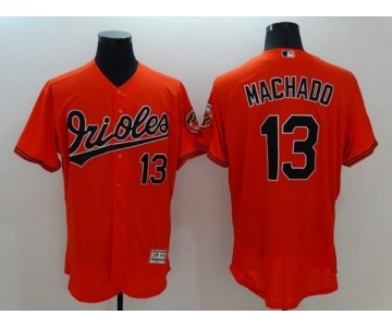 Men Baltimore Orioles #13 Manny Machado Majestic Orange Flexbase Authentic Collection Player Jersey