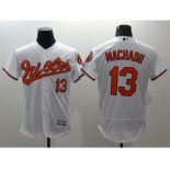 Men Baltimore Orioles #13 Manny Machado Majestic White Flexbase Authentic Collection Player Jersey