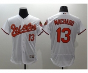 Men Baltimore Orioles #13 Manny Machado Majestic White Flexbase Authentic Collection Player Jersey