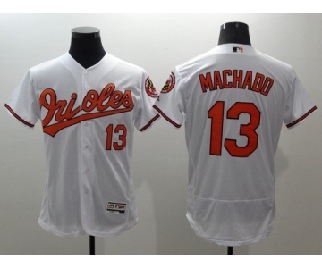 Men Baltimore Orioles #13 Manny Machado Majestic White Flexbase Authentic Collection Player Jersey