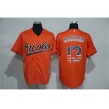 Men Baltimore Orioles #13 Manny Machado Orange USA Flag Fashion MLB Jersey