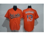 Men Baltimore Orioles #13 Manny Machado Orange USA Flag Fashion MLB Jersey