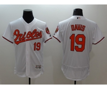 Men Baltimore Orioles #19 Chris Davis Majestic White Flexbase Authentic Collection Player Jersey