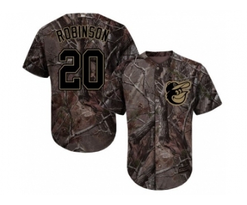 Men Baltimore Orioles #20 Frank Robinson Camo Realtree Collection Cool Base Stitched MLB Jersey