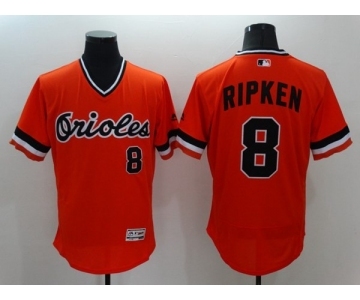 Men Baltimore Orioles #8 Cal Ripken Majestic Orange Flexbase Authentic Collection Cooperstown Player Jersey