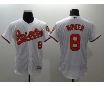 Men Baltimore Orioles #8 Cal Ripken Majestic White Flexbase Authentic Collection Player Jersey