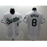 Men Baltimore Orioles #8 Cal Ripken Majestic White Green Flexbase Authentic Collection Player Jersey