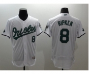 Men Baltimore Orioles #8 Cal Ripken Majestic White Green Flexbase Authentic Collection Player Jersey