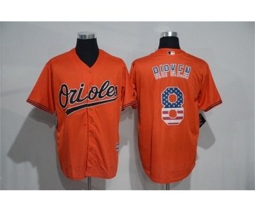 Men Baltimore Orioles #8 Cal Ripken Orange USA Flag Fashion MLB Jersey