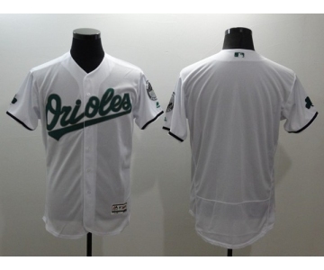 Men Baltimore Orioles Blank Majestic White Green Flexbase Authentic Collection Jersey