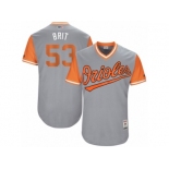 Men's 2017 Little League World Series Orioles #53 Zach Britton Brit Gray Jersey