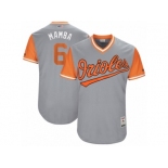 Men's 2017 Little League World Series Orioles Jonathan Schoop #6 Mamba Gray Jersey