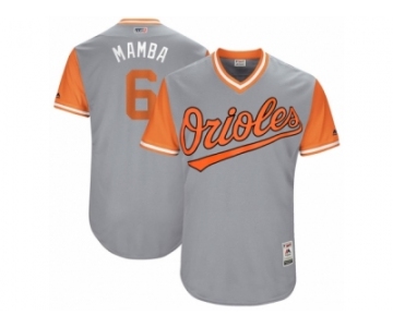 Men's 2017 Little League World Series Orioles Jonathan Schoop #6 Mamba Gray Jersey