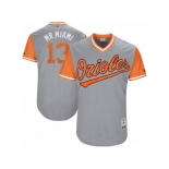 Men's 2017 Little League World Series Orioles Manny Machado #13 Mr. Miami Gray Jersey