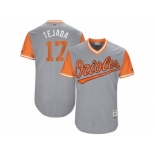 Men's 2017 Little League World Series Orioles Ruben Tejada #17 Tejada Gray Jersey