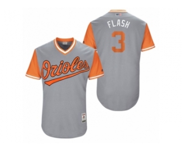 Men's 2017 Little League World Series Orioles Ryan Flaherty #3 Flash Gray Jersey