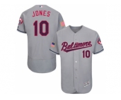 Men's Baltimore Orioles #10 Adam Jones Grey Stitched 2016 Fashion Stars & Stripes Flex Base Baseball Jersey